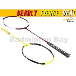 Deadly Fierce Deal:  Apacs EdgeSaber 10 Red (4U) + Flex Power World Tour Final Yellow (4U) Badminton Racket