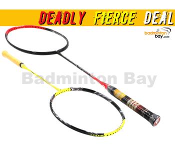 Deadly Fierce Deal:  Apacs Nano Fusion Speed 722 Red (6U)+ Flex Power World Tour Final Yellow (4U) Badminton Racket