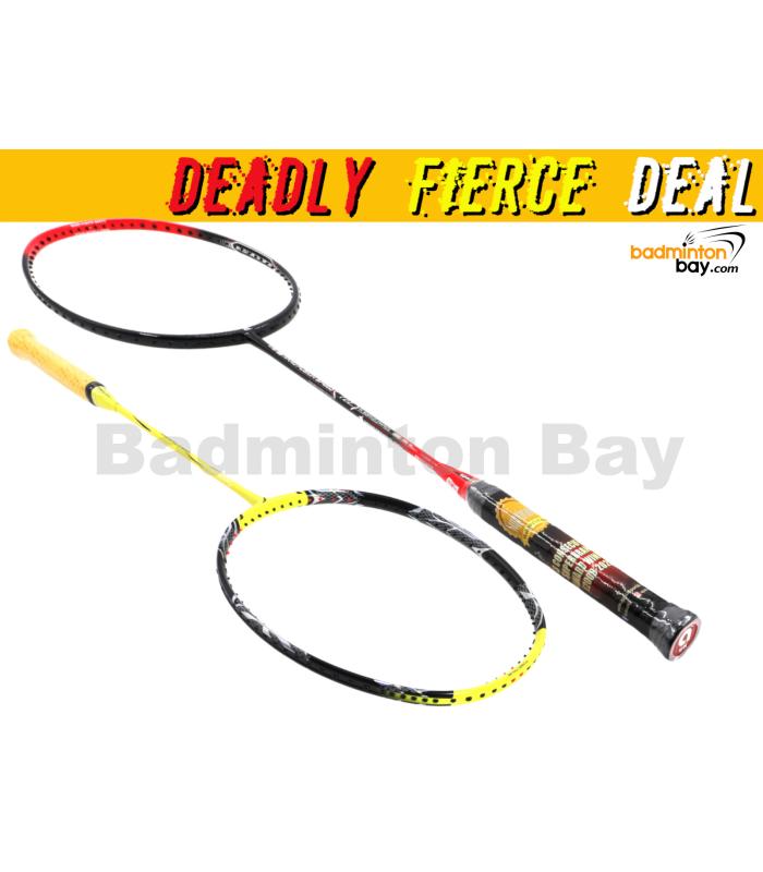 Deadly Fierce Deal:  Apacs Nano Fusion Speed 722 Red (6U)+ Flex Power World Tour Final Yellow (4U) Badminton Racket