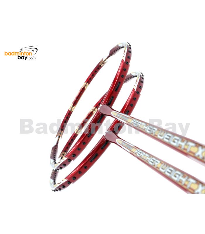 2 Pieces Deal: Apacs Feather Weight X II Red Gold Badminton Racket (8U) Worlds Lightest Badminton Racket