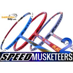 Speed Musketeers 2 : 1x Apacs Virtuoso Light, 1x Abroz Shark Mach II , 1x Apacs Blend Duo 10X Badminton Rackets