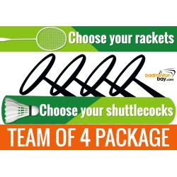 Build Your Own Customized Team Package - Save 30% - 4 Badminton Rackets + 1 Tube Shuttlecocks 