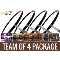 Team Package: 1 Tube RSL Supreme Shuttlecocks + 4 Rackets - Abroz Demon Blade 1000 Black Red Badminton Racket (5U)