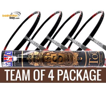 Team Package: 1 Tube RSL Supreme Shuttlecocks + 4 Rackets - Abroz Demon Blade 1000 Black Red Badminton Racket (5U)