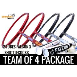 Team Package: 2 Tubes Abroz Falcon X Shuttlecocks + 4 Rackets - Abroz Shark Mach II (6U) + Abroz Shark Hammerhead Badminton Racket (6U)