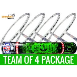Team Package: 1 Tube RSL Classic Shuttlecocks + 4 Rackets - Abroz Shark Great White Badminton Racket (6U)