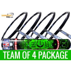 Team Package: 1 Tube RSL Classic Shuttlecocks + 4 Rackets - Abroz Shark Hammerhead Badminton Racket (6U)