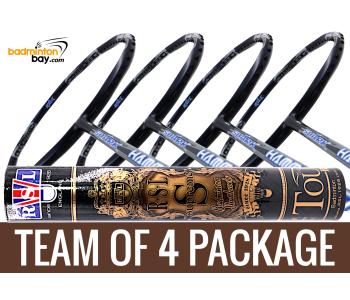 Team Package: 1 Tube RSL Supreme Shuttlecocks + 4 Rackets - Abroz Shark Hammerhead Badminton Racket (6U)