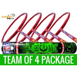 Team Package: 1 Tube RSL Classic Shuttlecocks + 4 Rackets Abroz Shark Mach II 6U Badminton Racket