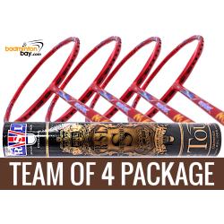 Team Package: 1 Tube RSL Supreme Shuttlecocks + 4 Rackets Abroz Shark Mach II 6U Badminton Racket