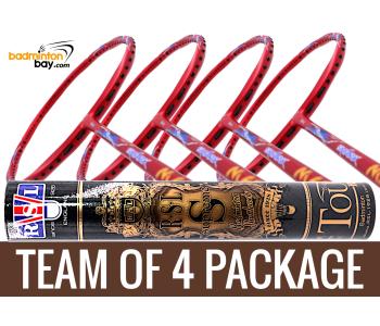 Team Package: 1 Tube RSL Supreme Shuttlecocks + 4 Rackets Abroz Shark Mach II 6U Badminton Racket