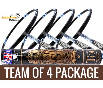 Team Package: 1 Tube RSL Supreme Shuttlecocks + 4 Rackets - Abroz Nano Power Venom II 6U Badminton Racket