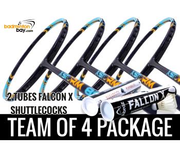 Team Package: 2 Tubes Abroz Falcon X Shuttlecocks + 4 Rackets - Abroz XStorm 88 Badminton Racket (6U)