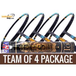 Team Package: 1 Tube RSL Supreme Shuttlecocks + 4 Rackets - Abroz XStorm 88 Badminton Racket (6U)