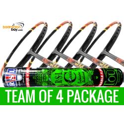 Team Package: 1 Tube RSL Classic Shuttlecocks + 4 Rackets - Abroz XStorm 99 Badminton Racket (6U)