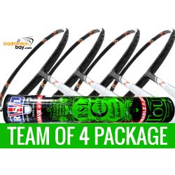 Team Package: 1 Tube RSL Classic Shuttlecocks + 4 Rackets - Abroz Nano Power Z-Smash Power 6U Badminton Racket