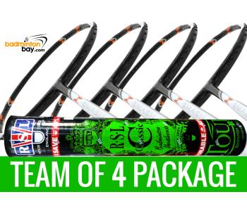 Team Package: 1 Tube RSL Classic Shuttlecocks + 4 Rackets - Abroz Nano Power Z-Smash Power 6U Badminton Racket