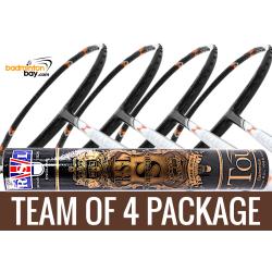 Team Package: 1 Tube RSL Supreme Shuttlecocks + 4 Rackets - Abroz Nano Power Z-Smash Power 6U Badminton Racket