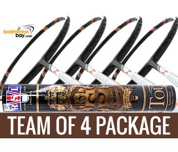 Team Package: 1 Tube RSL Supreme Shuttlecocks + 4 Rackets - Abroz Nano Power Z-Smash Power 6U Badminton Racket