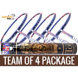 Team Package: 1 Tube RSL Supreme Shuttlecocks + 4 Rackets Apacs Blend Duo 10X Blue Red White Badminton Racket (6U)