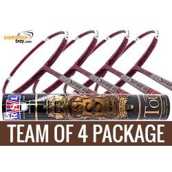 Team Package: 1 Tube RSL Supreme Shuttlecocks + 4 Rackets - Apacs EdgeSaber 10 Red Badminton Racket