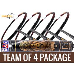 Team Package: 1 Tube RSL Supreme Shuttlecocks + 4 Rackets Apacs Edgesaber Z Slayer Black Gold Compact Frame Badminton Racket (4U)