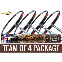 Team Package: 1 Tube RSL Supreme Shuttlecocks + 4 Rackets - Apacs Force II Max 4U Compact Frame Badminton Racket