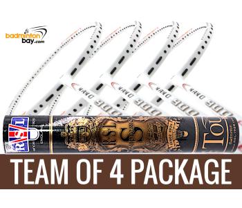 Team Package: 1 Tube RSL Supreme Shuttlecocks + 4 Rackets - Apacs Nano 900 Power (White) Badminton Racket