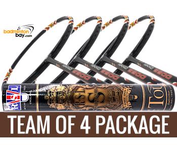 Team Package: 1 Tube RSL Supreme Shuttlecocks + 4 Rackets - Apacs Nano 9900 Badminton Racket