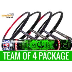 Team Package: 1 Tube RSL Classic Shuttlecocks  + 4 Rackets - Apacs Nano Fusion 722 Speed (2 in Black, 2 in Red)  Badminton Racket