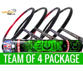 Team Package: 1 Tube RSL Classic Shuttlecocks  + 4 Rackets - Apacs Nano Fusion 722 Speed (2 in Black, 2 in Red)  Badminton Racket