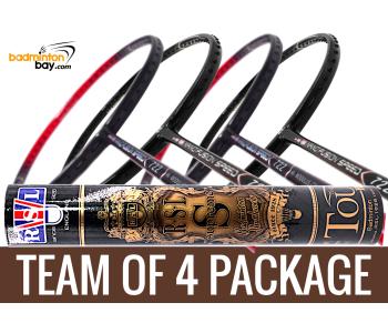 Team Package: 1 Tube RSL Supreme Shuttlecocks  + 4 Rackets - Apacs Nano Fusion 722 Speed (2 in Black, 2 in Red)  Badminton Racket