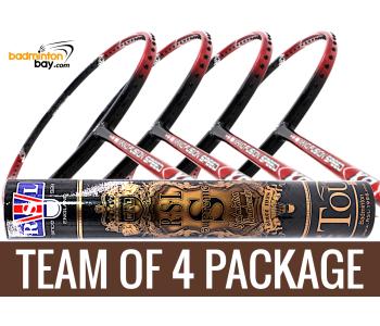 Team Package: 1 Tube RSL Supreme Shuttlecocks + 4 Rackets - Apacs Nano Fusion Speed XR Badminton Racket