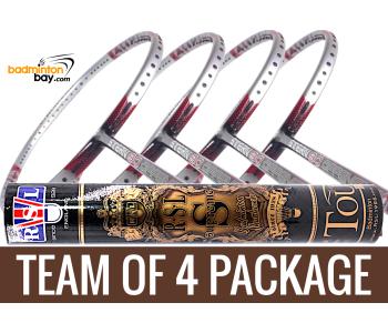 Team Package: 1 Tube RSL Supreme Shuttlecocks + 4 Rackets - Apacs Stern 90 Offensive 6U Badminton Racket