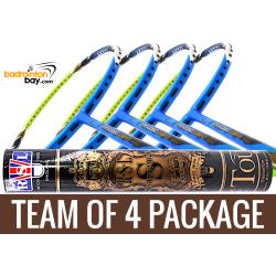 Team Package: 1 Tube RSL Supreme Shuttlecocks + 4 Rackets - Apacs Virtuoso Light Blue Green Badminton Racket