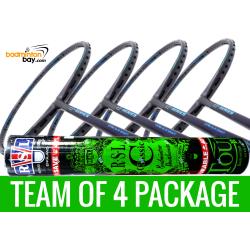 Team Package: 1 Tube RSL Classic Shuttlecocks + 4 Rackets - Apacs Z Series Force II Badminton Racket (4U)