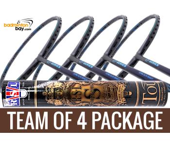 Team Package: 1 Tube RSL Supreme Shuttlecocks + 4 Rackets - Apacs Z Series Force II Badminton Racket (4U)