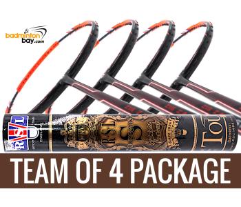 Team Package: 1 Tube RSL Supreme Shuttlecocks + 4 Rackets - Apacs Zig Zag Speed Orange (Prime Version) Compact Frame Badminton Racket