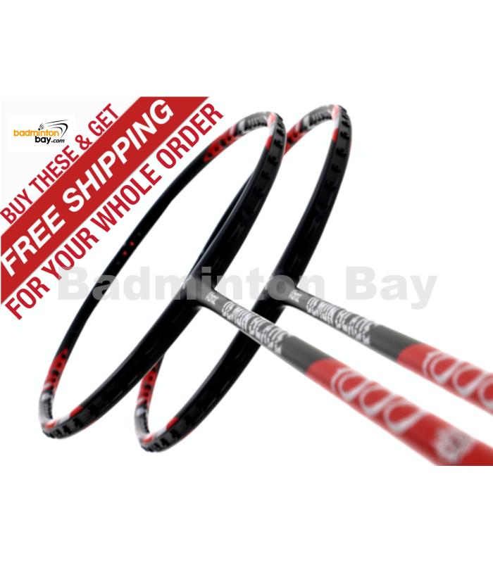 2 Pieces Deal: Abroz Demon Blade 1000 Black Red Badminton Racket (5U)