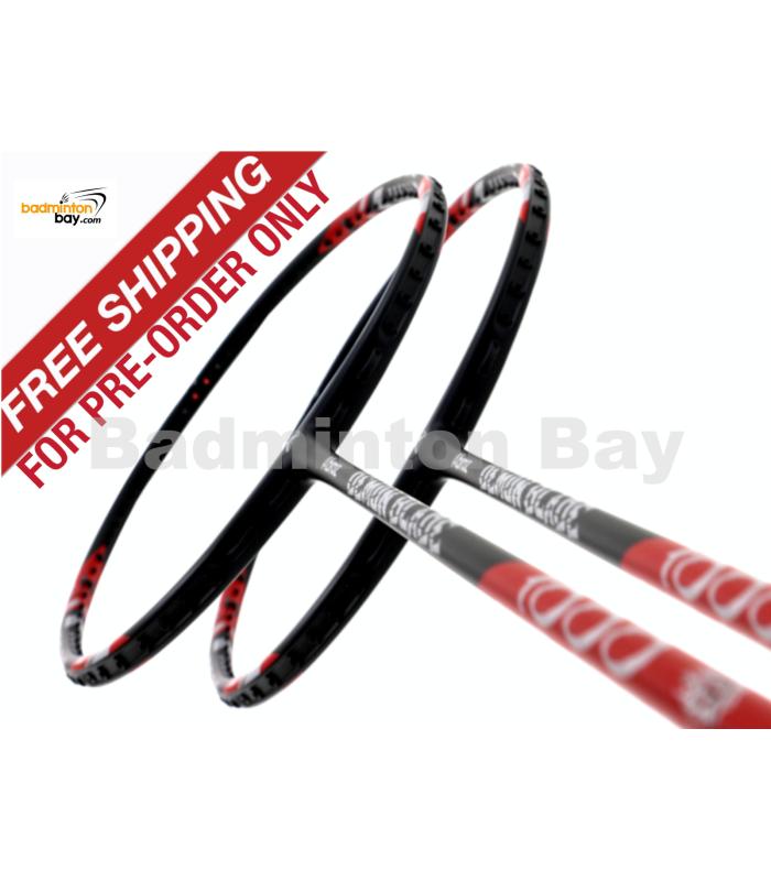 Pre-order with Free Shipping : 2 Pieces Deal: Abroz Demon Blade 1000 Black Red Badminton Racket (5U)