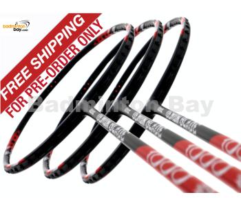 Pre-order with Free Shipping : 3 Pieces Deal: Abroz Demon Blade 1000 Black Red Badminton Racket (5U)