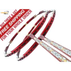 2 Pieces Deal: Apacs Feather Weight X II Red Gold Badminton Racket (8U) Worlds Lightest Badminton Racket