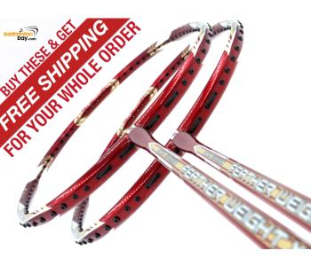 2 Pieces Deal: Apacs Feather Weight X II Red Gold Badminton Racket (8U) Worlds Lightest Badminton Racket