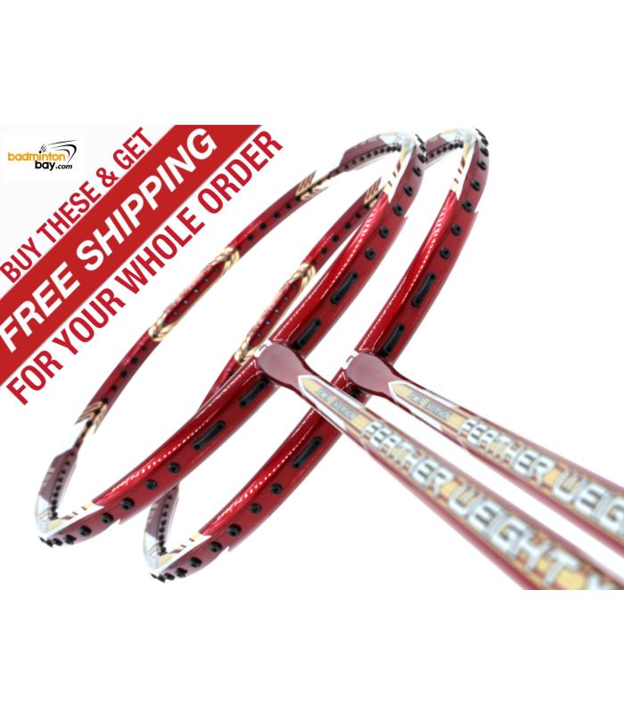 2 Pieces Deal: Apacs Feather Weight X II Red Gold Badminton Racket (8U) Worlds Lightest Badminton Racket